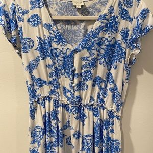 Blue and white floral dress